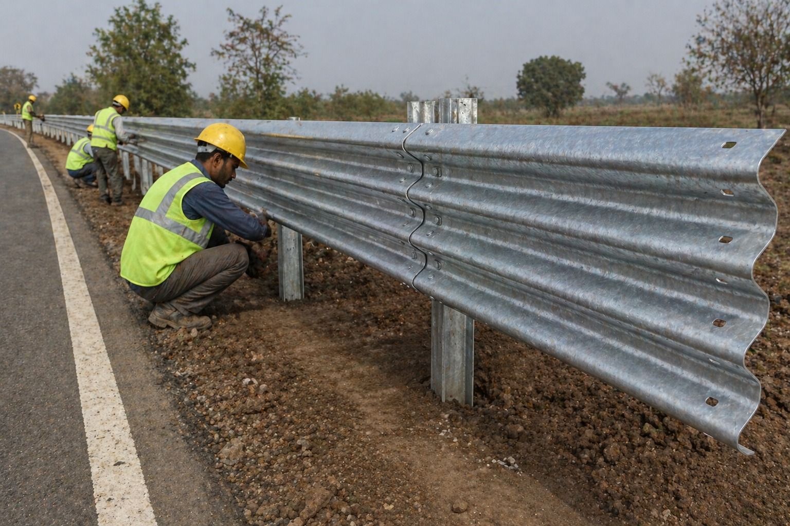 Single Side Three Beam Guard Rail